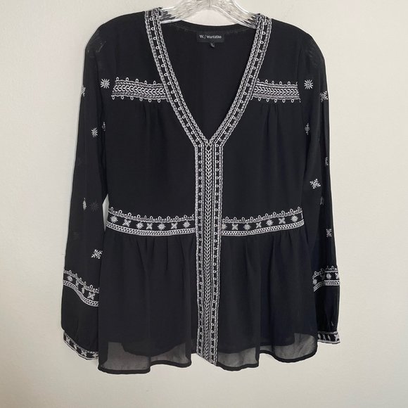 W. by Wantable Boho Bell Sleeve Embroidered Blouse - Picture 7 of 16